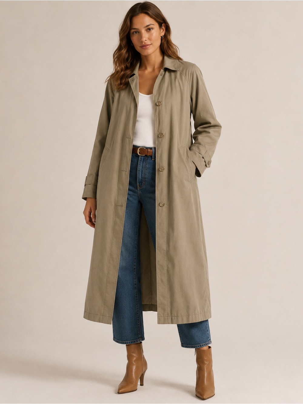 London Fog Long Khaki Trench Coat